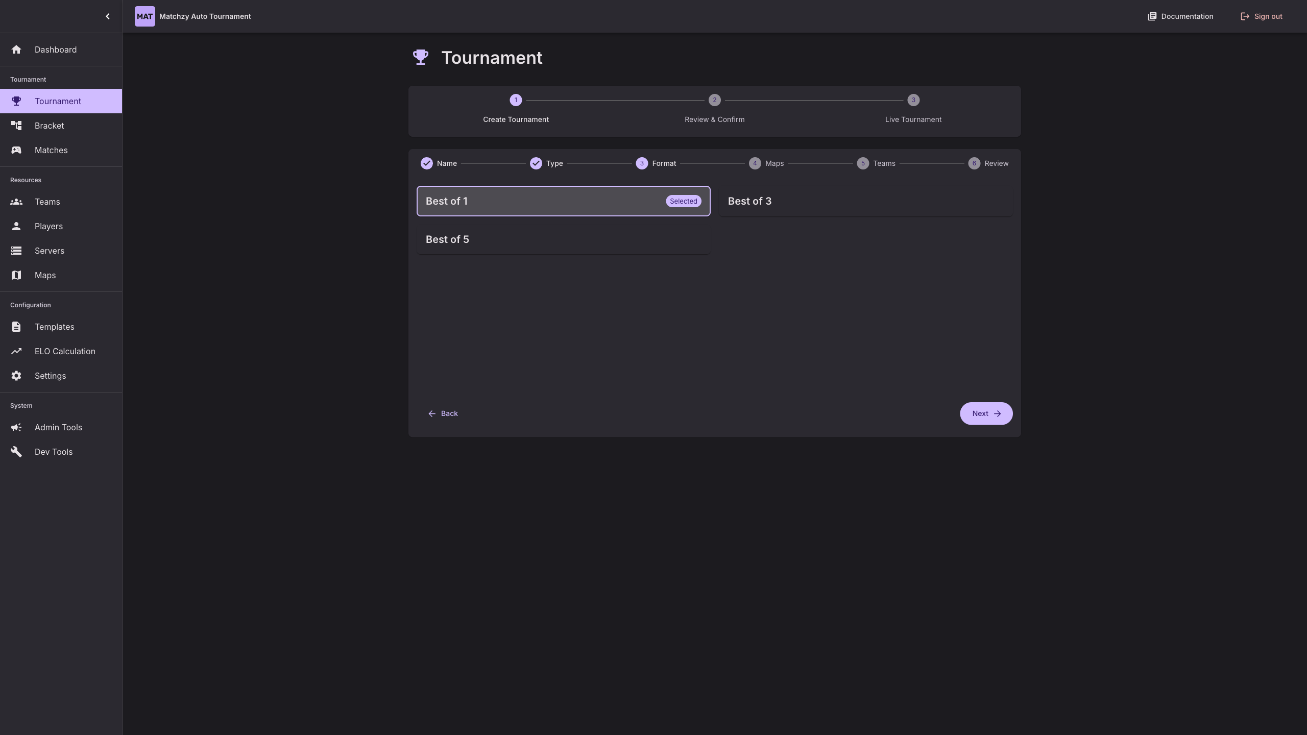 Tournament Step – Match Format