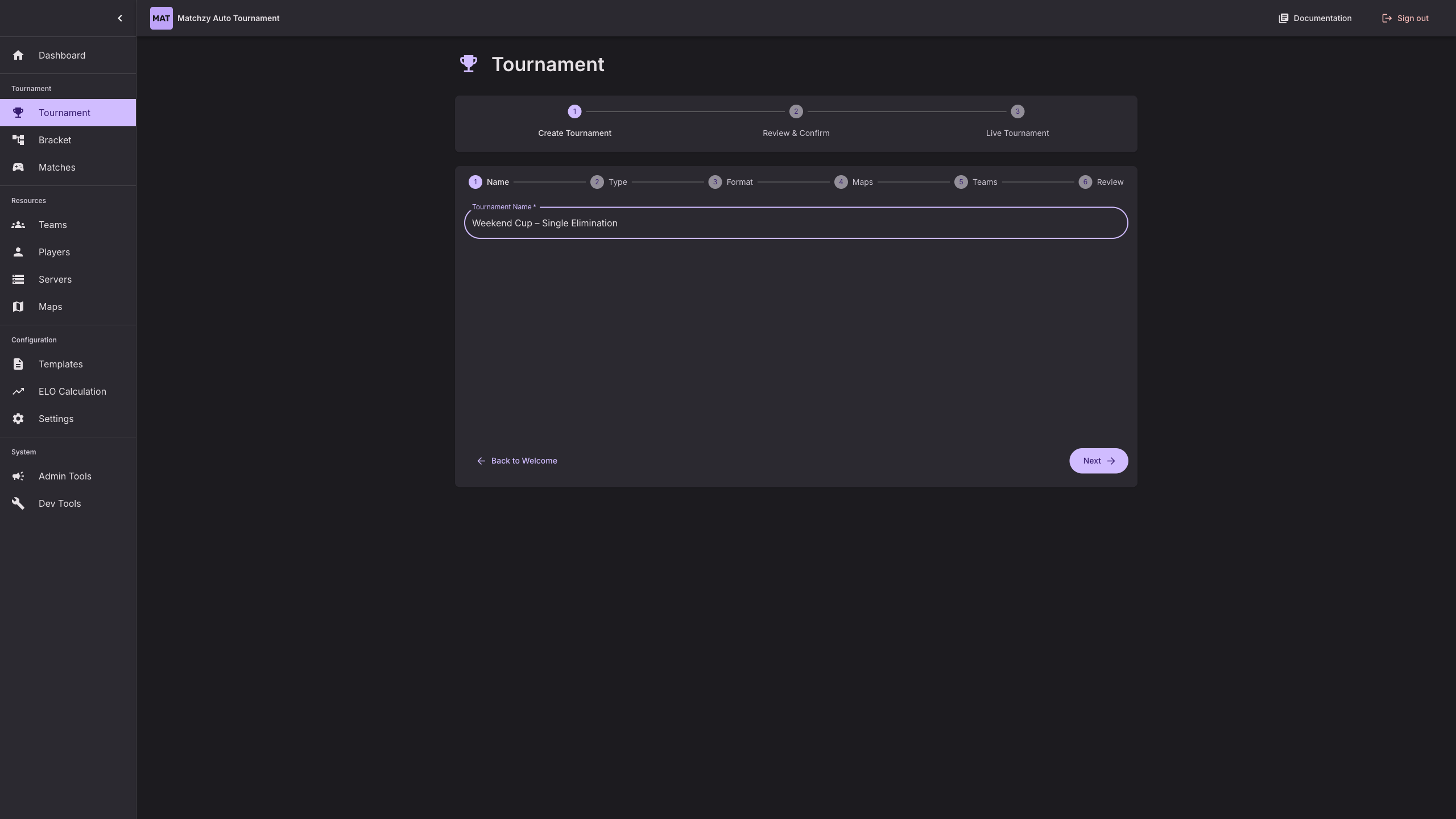 Tournament Step – Name