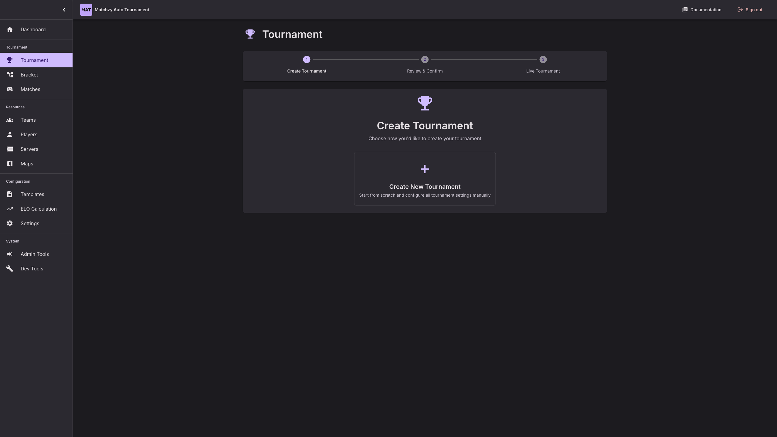 Tournament Welcome Screen